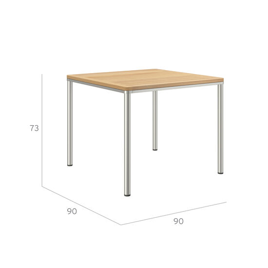 Portland Tisch Edelstahl 90 x 90 Tischplatte Teak