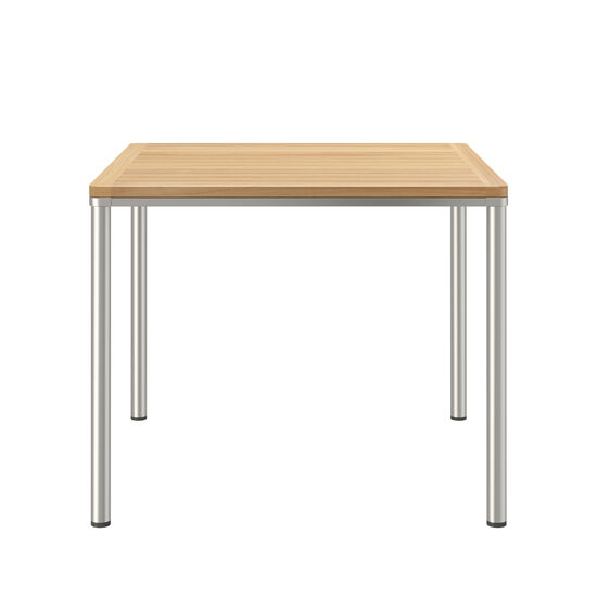 Portland Tisch Edelstahl 90 x 90 Tischplatte Teak
