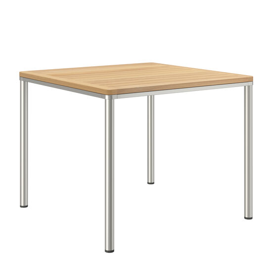 Portland Tisch Edelstahl 90 x 90 Tischplatte Teak