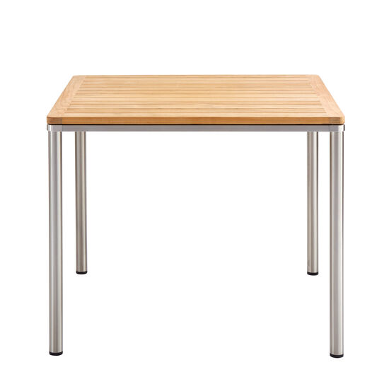 Portland Tisch Edelstahl 90 x 90 Tischplatte Teak