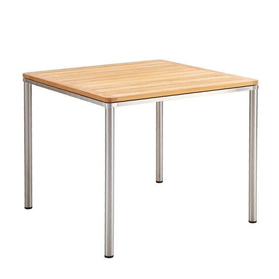 Portland Tisch Edelstahl 90 x 90 Tischplatte Teak