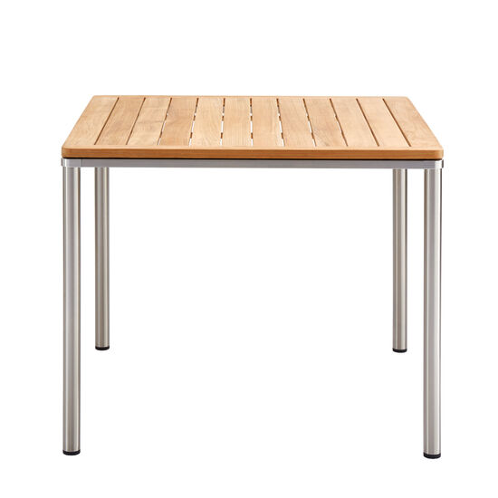 Portland Tisch Edelstahl 90 x 90 Tischplatte Teak