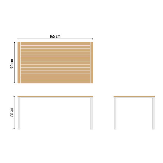 Portland Tisch Edelstahl 165 x 90 Tischplatte Teak
