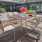 Portland Tisch Edelstahl 165 x 90 Tischplatte Kunstharz Patina Graubraun