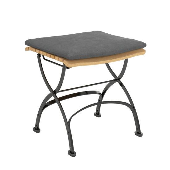 gartenstuhl-teakholz-stahl-klappbar-fontenay-teak-hocker-frontansicht-auflage-shadow