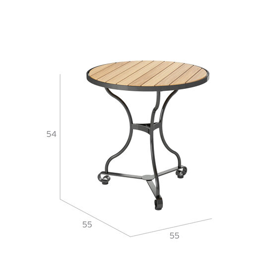 Fontenay Beistelltisch rund 55, Teakleisten