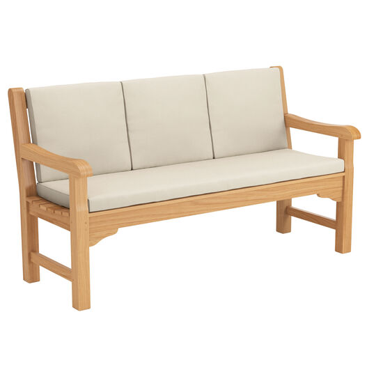 gartenbank-armlehnen-teakholz-teak-summerfield-hochwertig-wetterfest-bank-150cm_frontansicht_inklussive_Auflagen_Linum_1500x1500