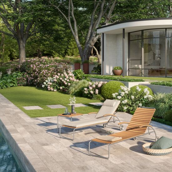 Bolero Beistelltisch Edelstahl 55 x 55 Teak