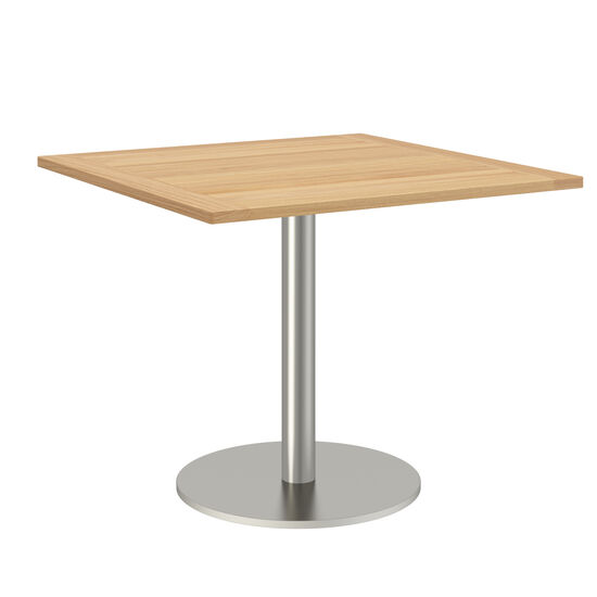 Ronda Mittelfußtisch Edelstahl 90 x 90 Tischplatte Teak