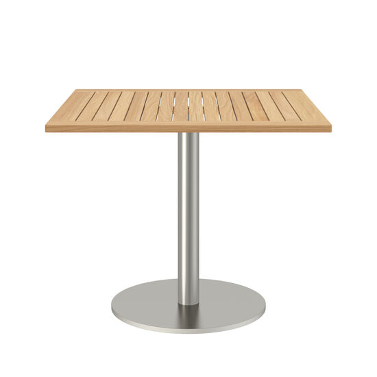 Ronda Mittelfußtisch Edelstahl 90 x 90 Tischplatte Teak