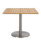 Ronda Mittelfußtisch Edelstahl 90 x 90 Tischplatte Teak