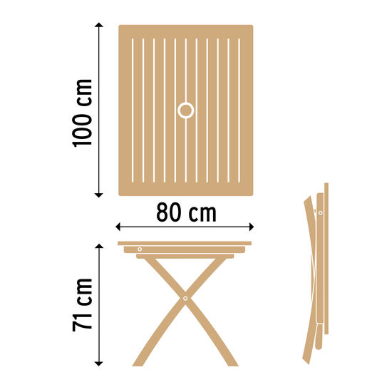 Folding Table 100 x 80 mit Schirmloch