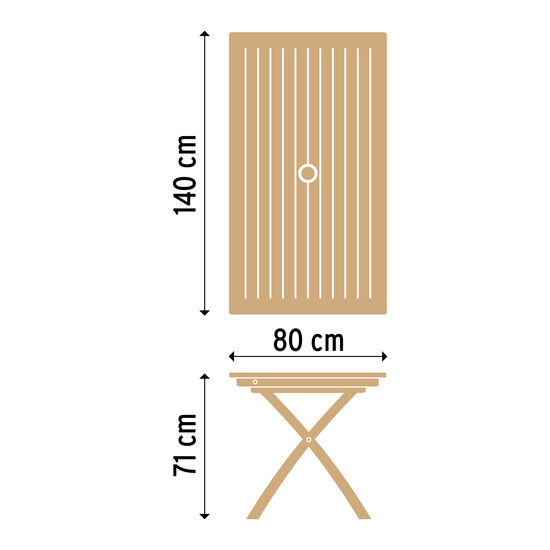 Folding Table 140 x 80 mit Schirmloch