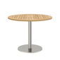 Ronda Mittelfußtisch Edelstahl rund 100 Tischplatte Teak