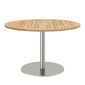 Ronda Mittelfußtisch Edelstahl rund 120 Tischplatte Teak