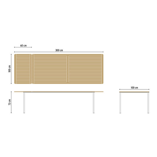 Portland Ausziehtisch Aluminium 240-300 x 100 Tischplatte Teak