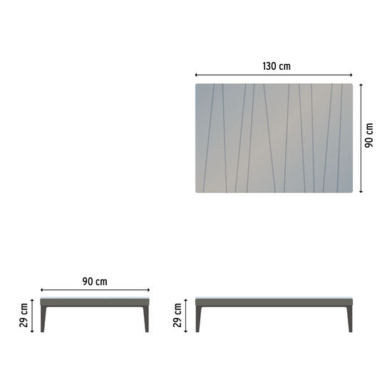 Camps Bay Couchtisch 90 x 130 Glas