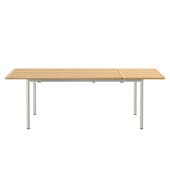 Portland Ausziehtisch Edelstahl 165-225 x 90 Tischplatte Teak
