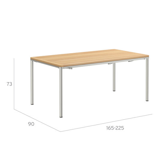 Portland Ausziehtisch Edelstahl 165-225 x 90 Tischplatte Teak