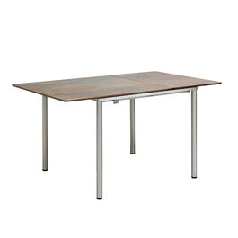 Portland Ausziehtisch Edelstahl 90-140 x 90 Tischplatte Kunstharz Patina Graubraun