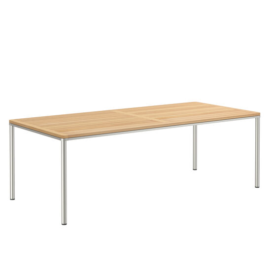 Portland Tisch Edelstahl 220 x 100 Tischplatte Teak
