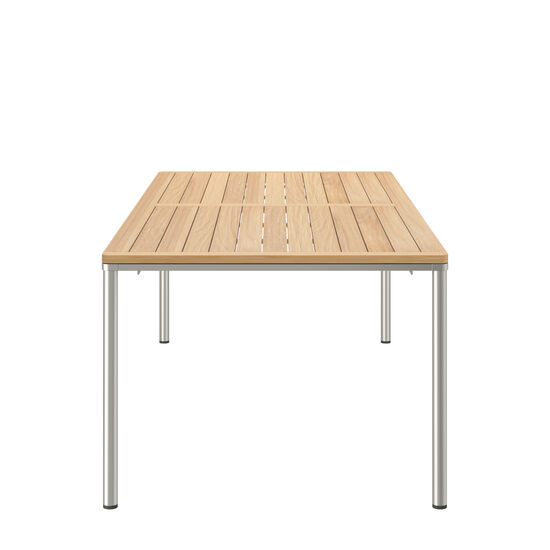 Portland Tisch Edelstahl 220 x 100 Tischplatte Teak