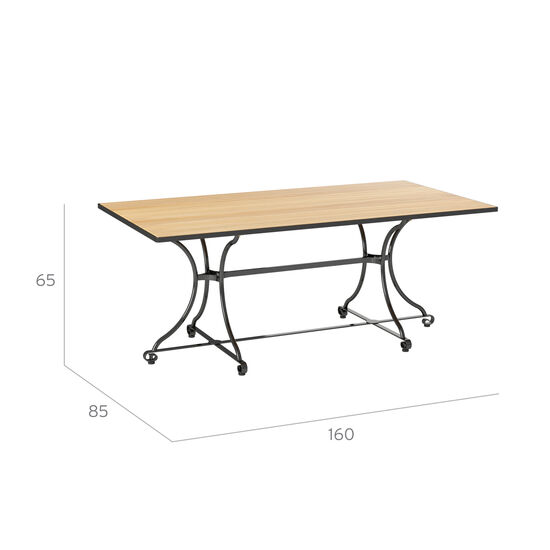 Fontenay Low Dining Tisch rechteckig 160 x 85, Teakleisten