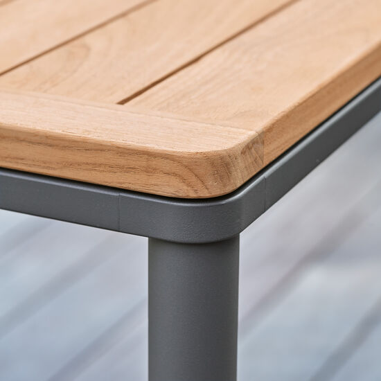 Portland Tisch Graphit 140 x 90 Tischplatte Teak