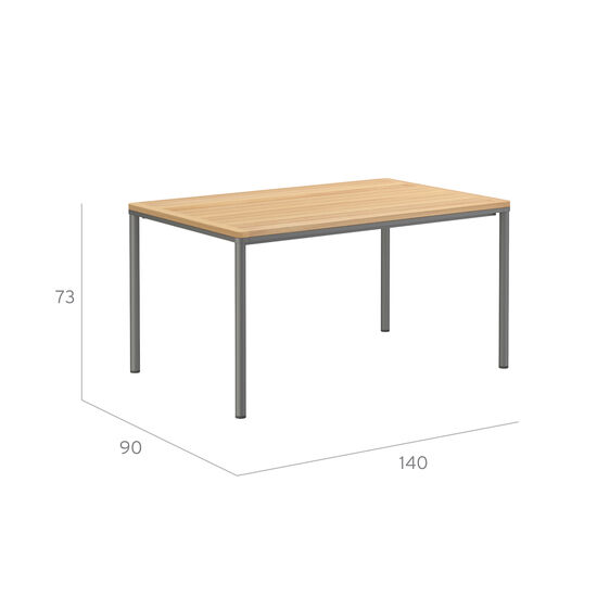 Portland Tisch Graphit 140 x 90 Tischplatte Teak