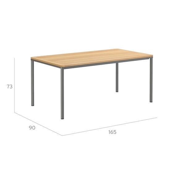 Portland Tisch Graphit 165 x 90 Tischplatte Teak