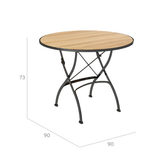 Fontenay Tisch rund 90 klappbar, Teakleisten