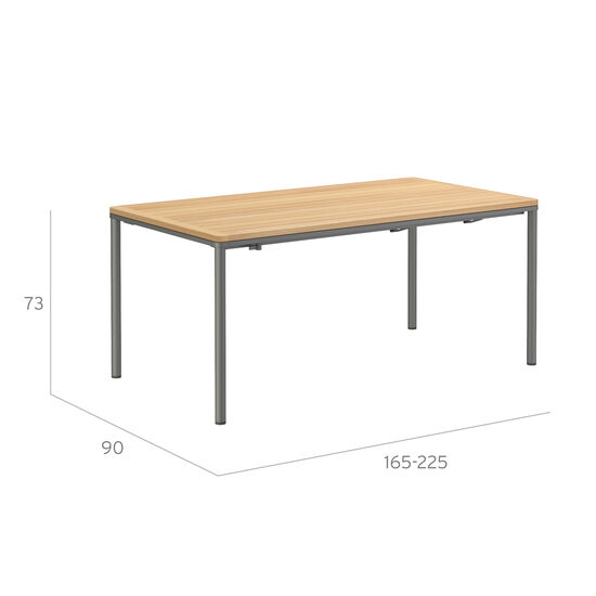 Portland Ausziehtisch Graphit 165-225 x 90 Tischplatte Teak