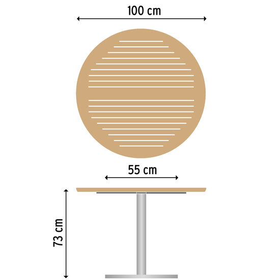 Ronda Mittelfußtisch Graphit rund 100 Tischplatte Teak