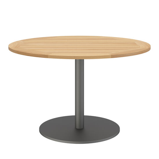 Ronda Mittelfußtisch Graphit rund 120 Tischplatte Teak