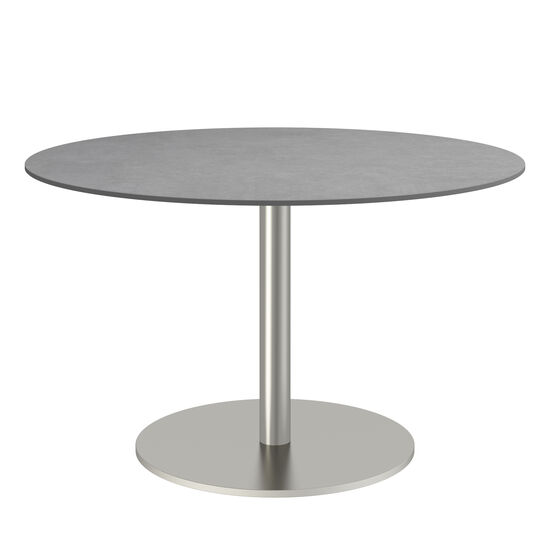 Ronda Mittelfußtisch Edelstahl rund 120 Tischplatte Kunstharz Shade