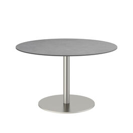 Ronda Mittelfußtisch Edelstahl rund 120 Tischplatte Kunstharz Shade