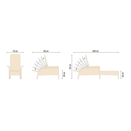 Savannah Deck Chair mit ausziehbarem Fußteil