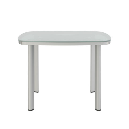 Temper Tisch Eloxal 100 x 100 Tischplatte Glas