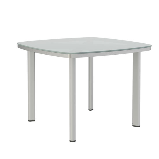 Temper Tisch Eloxal 100 x 100 Tischplatte Glas