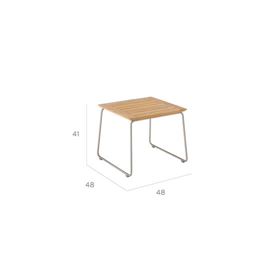 Pan Beistelltisch Edelstahl 48 x 48 Teak