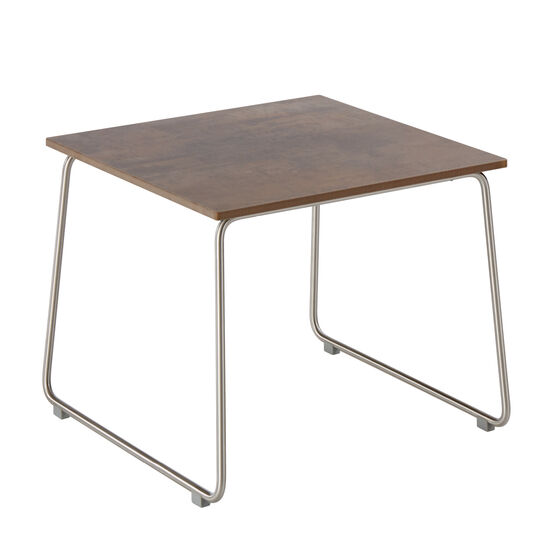 Pan Beistelltisch Edelstahl 48 x 48 Patina Graubraun