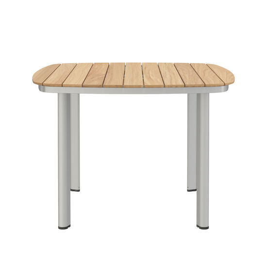 Temper Tisch Eloxal 105 x 105 Tischplatte Teak