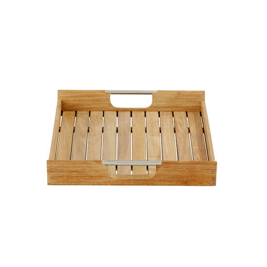 Teak Tablett für Butler's Tray Edelstahl