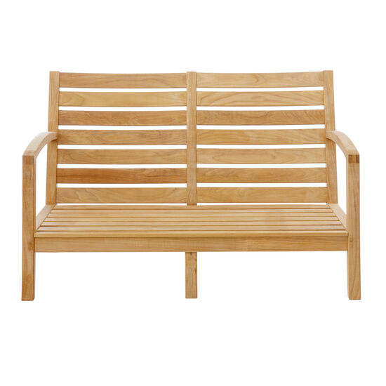 Gartenmöbel-Loungemöbel-Gartenstuhl-Auflagen-Zweisitzer-Element mit Armlehne-Rückenwand-Teakholz