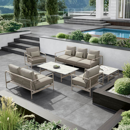 Loreto Zweisitzer inkl. Auflagen Dessin "Sinfonia Gris"