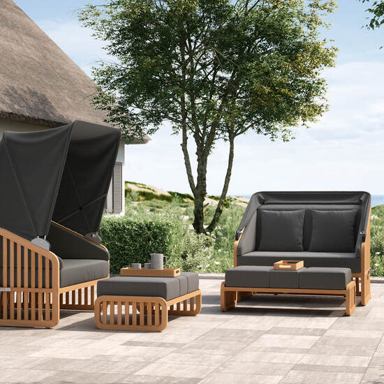 Newcastle Set Medium inkl. Auflagen Dessin "Anthrazit"