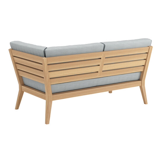 Gartenmöbel-Loungemöbel-Sofas-Auflagen-Element mit Armlehne-Element Links-Rückenwand-Teakholz