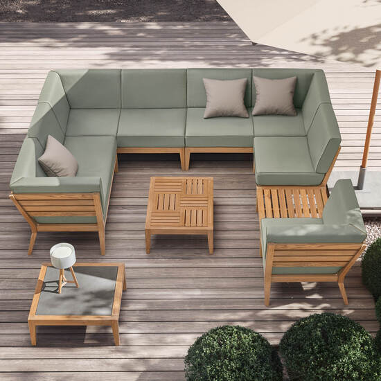 Valencia Lounge Element ohne Lehne inkl. Auflage Dessin "Mineral/Keder Taupe"