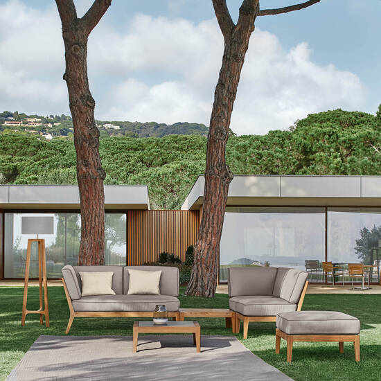 Valencia Lounge Hocker inkl. Auflage Dessin "Stone/Keder Taupe"