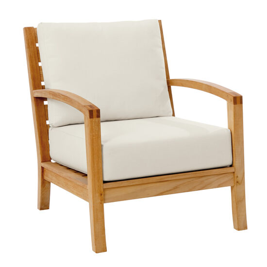 Gartenmöbel-Loungemöbel-Gartenstuhl-Auflagen-Einsitzerelement-Element mit Armlehne-Rückenwand-Teakholz